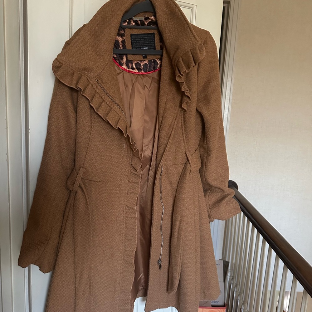 Steve Madden Brown Ruffled Trench Coat